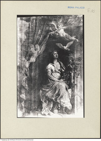 Vorderseite von Sopr. Mon. Laz. [https://www.deutsche-digitale-bibliothek.de/content/lizenzen/rv-fz/] Szenen aus dem Leben von Papst Paul III.Papst Julius III. zeichnet einen Soldaten als Kreuzritter aus, Allegorien von Religion und Kirche - Detail: Allegorie der Religion, bh254684_recto. Foto: Keaveney.