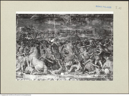 Vorderseite von unbekannt [https://www.deutsche-digitale-bibliothek.de/content/lizenzen/rv-fz/] Szenen aus dem Leben von Papst Paul III.Der Sieg über Tunis 1535, Allegorien der Fortitudine und der Taufe der Ungläubigen - zentrale Szene der Nordwand, bh254686_recto. Foto: Keaveney.