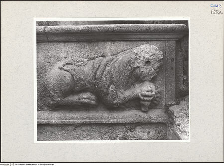 Vorderseite von Hutzel, Max [https://www.deutsche-digitale-bibliothek.de/content/lizenzen/rv-ez/] Certosa di San Lorenzo - Brunnen, Detail: Löwe, bh254969_recto. Foto: Hutzel, Max.