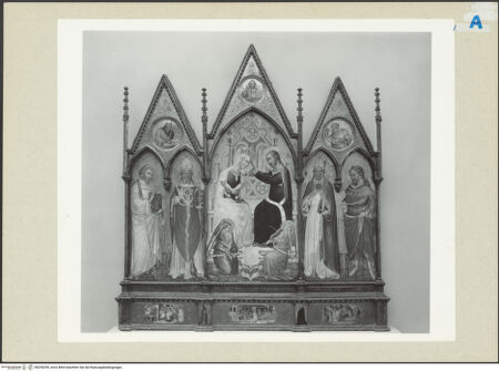 Vorderseite von Metropolitan Museum of Art [https://www.deutsche-digitale-bibliothek.de/content/lizenzen/rv-ez/] Die Krönung Marias begleitet von Heiligen - , bh255299_recto. Foto.