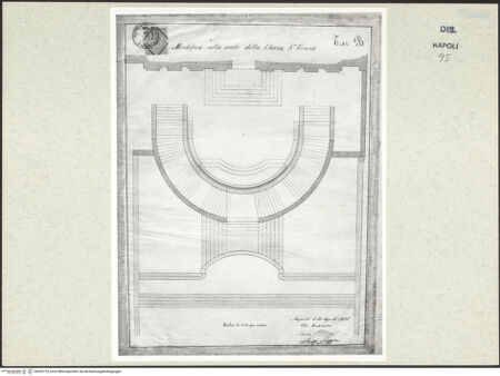 Vorderseite von Bösel, Richard [http://creativecommons.org/publicdomain/mark/1.0/] Grundriss der Treppe der Kirche Santa Teresa a Chiaia - Teilansicht, bh255733_recto. Foto: Bösel, Richard.