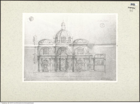 Vorderseite von Bösel, Richard [http://creativecommons.org/publicdomain/mark/1.0/] Schnitt durch das Mittelschiff der Kirche San Giorgio Maggiore, Neapel - Gesamtansicht, bh255757_recto. Foto: Bösel, Richard.