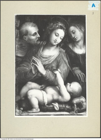 Vorderseite von Szépmüvészeti Múzeum [https://www.deutsche-digitale-bibliothek.de/content/lizenzen/rv-ez/] Madonna mit Kind und den Heiligen Franziskus von Assisi und Katharina von Alexandrien - , bh256616_recto. Foto.