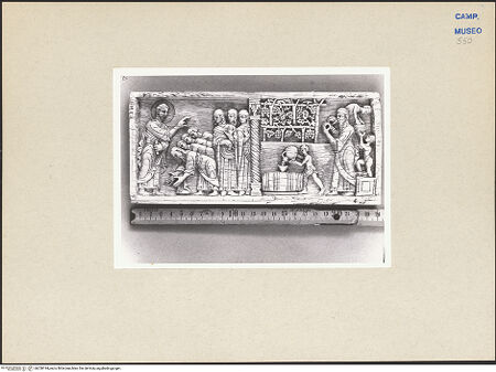 Vorderseite von Kunstgeschichtliches Institut Mainz [https://www.deutsche-digitale-bibliothek.de/content/lizenzen/rv-ez/] Szenen aus dem Neuen und Alten TestamentDer Bund Gottes mit Noah; Noah pflanzt einen Weinberg - Gesamtansicht, bh258194_recto. Foto.