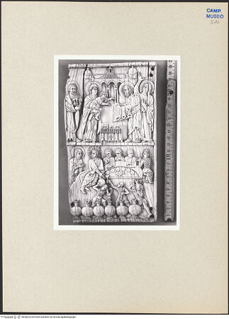 Vorderseite von Kunstgeschichtliches Institut Mainz [https://www.deutsche-digitale-bibliothek.de/content/lizenzen/rv-ez/] Szenen aus dem Neuen und Alten TestamentDie Darbringung des Christuskindes im Tempel; das Hochzeitsmahl in Kana - Gesamtansicht, bh258244_recto. Foto.