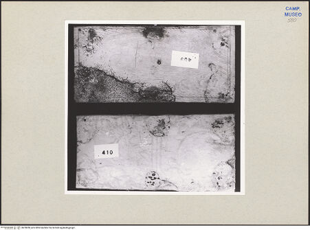 Vorderseite von Sopr. BAS NA [https://www.deutsche-digitale-bibliothek.de/content/lizenzen/rv-ez/] Szenen aus dem Neuen und Alten TestamentRückseite der Tafeln - Inv. 409 (Teilung von Licht und Dunkelheit); Inv. 410 (Erschaffung der Pflanzen), bh258280_recto. Foto.