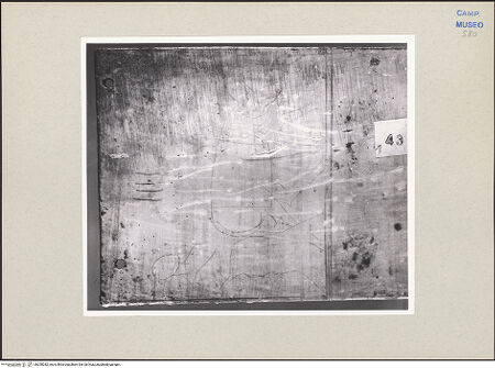 Vorderseite von Sopr. BAS NA [https://www.deutsche-digitale-bibliothek.de/content/lizenzen/rv-ez/] Szenen aus dem Neuen und Alten TestamentRückseite der Tafeln - Inv. 438 (Geburt Christi), Detail, bh258282_recto. Foto.