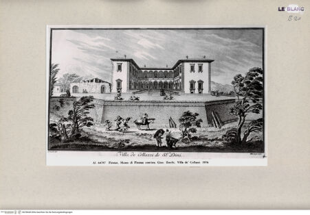 Vorderseite von Alinari [http://creativecommons.org/publicdomain/mark/1.0/] G. Zocchi, Vedute delle ville ..., Firenze 1757"Villa de Collazzi de SS.ri Dini" - , bh258449. Foto.
