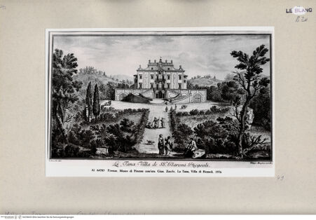 Vorderseite von Alinari [http://creativecommons.org/publicdomain/mark/1.0/] G. Zocchi, Vedute delle ville ..., Firenze 1757"La Tana Villa de SS.ri Baroni Ricasoli" - , bh258453. Foto.