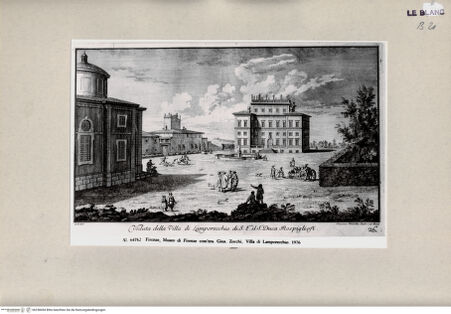 Vorderseite von Alinari [http://creativecommons.org/publicdomain/mark/1.0/] G. Zocchi, Vedute delle ville ..., Firenze 1757"Veduta della Villa di Lamporecchio di S. E.za il S.r Duca Rospigliosi" - , bh258454. Foto.