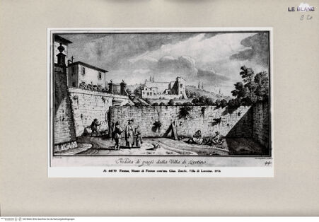 Vorderseite von Alinari [http://creativecommons.org/publicdomain/mark/1.0/] G. Zocchi, Vedute delle ville ..., Firenze 1757"Veduta di paese dalla Villa di Lorentino" - , bh258462. Foto.