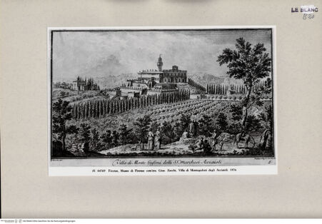 Vorderseite von Alinari [http://creativecommons.org/publicdomain/mark/1.0/] G. Zocchi, Vedute delle ville ..., Firenze 1757"Villa di Monte Gufoni delli SS.ri Marchesi Acciaioli" - , bh258463. Foto.