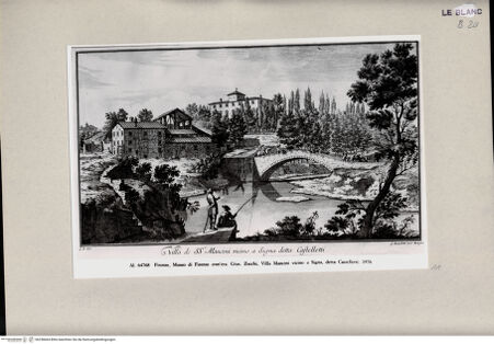 Vorderseite von Alinari [http://creativecommons.org/publicdomain/mark/1.0/] G. Zocchi, Vedute delle ville ..., Firenze 1757"Villa de SS.ri Mancini vicino a Signa detta Castelletti" - , bh258464. Foto.