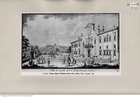 Vorderseite von Alinari [http://creativecommons.org/publicdomain/mark/1.0/] G. Zocchi, Vedute delle ville ..., Firenze 1757"Villa di Castello di S. E. il Sig. r Principe Corsini" - , bh258467. Foto.