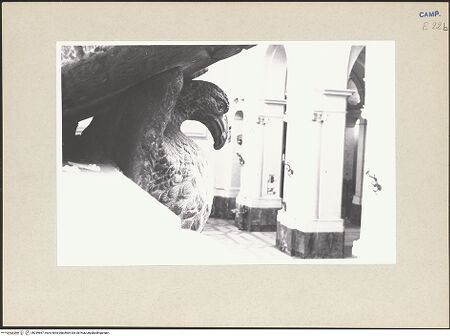 Vorderseite von Pace, Valentino [https://www.deutsche-digitale-bibliothek.de/content/lizenzen/rv-ez/] Rechte KanzelLesepult mit Adler und Mann - Detail: Adler, bh259667_recto. Foto: Pace, Valentino.