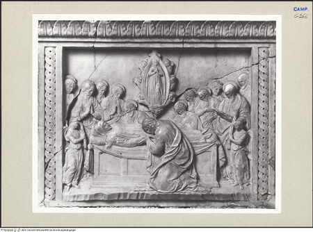 Vorderseite von Courtauld Institute of Art [https://www.deutsche-digitale-bibliothek.de/content/lizenzen/rv-ez/] Altar der VerkündigungSzenen aus dem Leben Christi und MariaeMarientod (Dormitio Mariae) - Gesamtansicht, bh261168_recto. Foto.