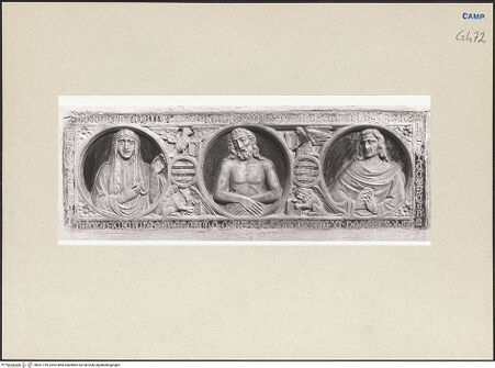 Vorderseite von Courtauld Institute of Art [https://www.deutsche-digitale-bibliothek.de/content/lizenzen/rv-ez/] Sarkophagfront des Gurello Caracciolo (gest. 1402) - Gesamtansicht, bh261199_recto. Foto.