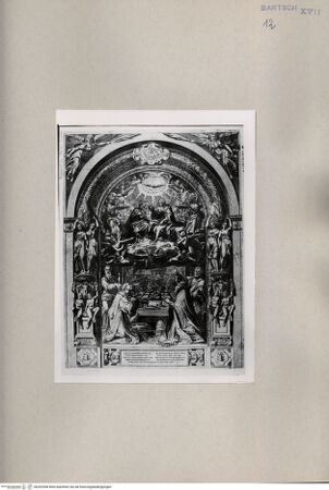 Vorderseite von  [http://creativecommons.org/publicdomain/mark/1.0/] Heiliger Laurentius und _ Sixtus _ krönen die heilige  Jungfrau - , bh262948. Foto.