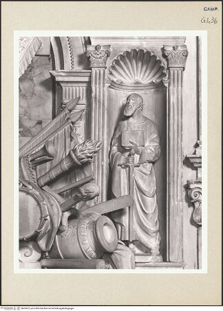 Vorderseite von Courtauld Institute of Art [https://www.deutsche-digitale-bibliothek.de/content/lizenzen/rv-ez/] Doppelgrabmal des Placido de Sangro und des Nicola de Sangro - Hl. Paulus (1501/1550), bh265872_recto. Foto.
