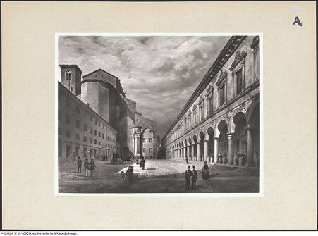 Vorderseite von Alinari [https://www.deutsche-digitale-bibliothek.de/content/lizenzen/rv-ez/] Fassade des Archiginnasio von Bologna - Gesamtansicht, bh266263_recto. Foto: Villani.