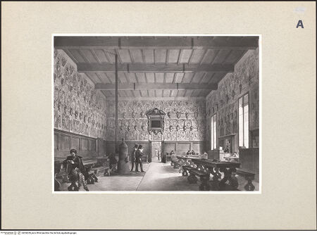 Vorderseite von Alinari [https://www.deutsche-digitale-bibliothek.de/content/lizenzen/rv-ez/] Sala di Lettura (Sala V) des Archiginnasio von Bologna - Gesamtansicht, bh266269_recto. Foto: Villani.