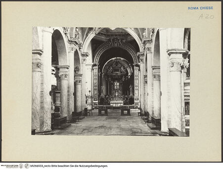 Vorderseite von Bibliotheca Hertziana [https://www.deutsche-digitale-bibliothek.de/content/lizenzen/rv-fz/] Santa Maria del Popolo - Blick zum Hochaltar, bh266933_recto. Foto.