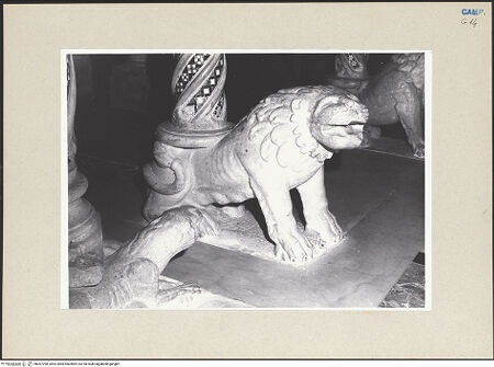 Vorderseite von Pace, Valentino [https://www.deutsche-digitale-bibliothek.de/content/lizenzen/rv-ez/] Evangelienkanzel - Detail: Löwe, bh267298_recto. Foto: Pace, Valentino.