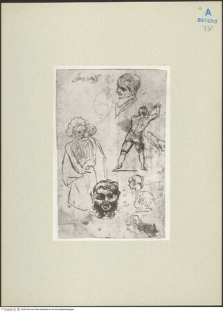 Vorderseite von Kupferstichkabinett Berlin SMB-PK [https://rightsstatements.org/page/CNE/1.0/] Kleines Skizzenblatt (Figurenstudien) - , bh267544_recto. Foto.