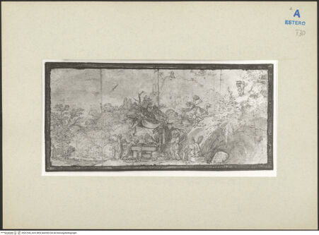 Vorderseite von Kupferstichkabinett Berlin SMB-PK [https://rightsstatements.org/page/CNE/1.0/] Christus nach den drei Versuchungen von Engeln bedient - , bh267545_recto. Foto.