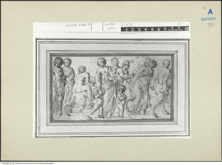 Vorderseite von British Museum [https://www.deutsche-digitale-bibliothek.de/content/lizenzen/rv-ez/] Zug von Satyrn, Frauen und Kindern - , bh267556_recto. Foto.