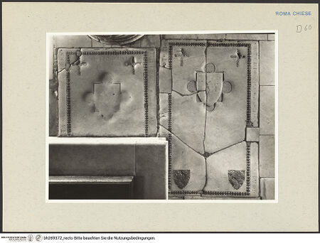 Vorderseite von Vasari [https://www.deutsche-digitale-bibliothek.de/content/lizenzen/rv-ez/] Grabplatte des Rugero Boboni - Ansicht mit Grabplatte des Giovanni Boboni, bh269372_recto. Foto.
