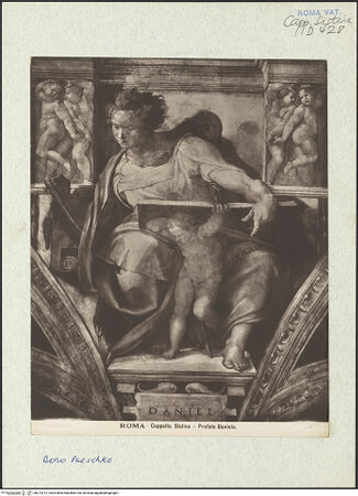 Vorderseite von unbekannt [https://www.deutsche-digitale-bibliothek.de/content/lizenzen/rv-fz/] Die Sixtinische DeckePropheten und SibyllenDaniel - , bh272912_recto. Foto.