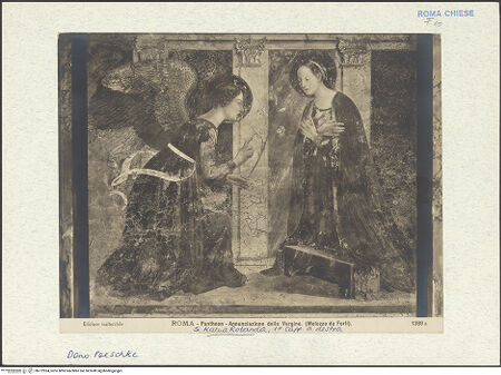 Vorderseite von Edizione inalterabile [https://www.deutsche-digitale-bibliothek.de/content/lizenzen/rv-ez/] Verkündigung - Untere Bildhälfte, bh272924_recto. Foto.