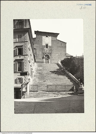 Vorderseite von Vasari [https://www.deutsche-digitale-bibliothek.de/content/lizenzen/rv-ez/] Santa Maria in AracoeliFassade - Ansicht mit Freitreppe, von Westen, bh273437_recto. Foto.