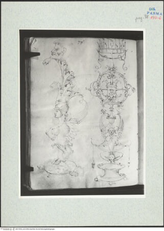 Vorderseite von Nesselrath, Arnold [https://www.deutsche-digitale-bibliothek.de/content/lizenzen/rv-ez/] Codex 1535Ornamente, Grotesken (Sphinx, Kandelaber) - , bh273954_recto. Foto: Nesselrath, Arnold.