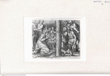 Vorderseite von  [https://rightsstatements.org/page/CNE/1.0/] Die Anbetung der Hirten - , bh274447. Foto.