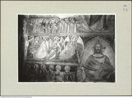 Vorderseite von Ferrara, Civici Musei [https://www.deutsche-digitale-bibliothek.de/content/lizenzen/rv-ez/] Das Lamm über dem himmlischen Jerusalem; Die Wiederkunft Christi (oder die Visio Beatifica); Arma Christi; Jüngstes Gericht - Detail der linke Seite, bh277830_recto. Foto.