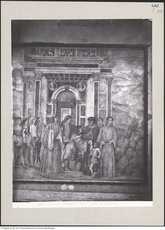 Vorderseite von Archivio Fotografico Musei Vaticani [https://www.deutsche-digitale-bibliothek.de/content/lizenzen/rv-ez/] Begegnung zwischen Gentile Virginio Orsini und Piero de' Medici - Rechte Bildhälfte, Detail: Begegnung vor der Portikus, bh277977_recto. Foto: Moscioni, Romualdo.