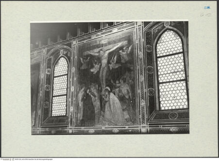 Vorderseite von Ferrara, Civici Musei [https://www.deutsche-digitale-bibliothek.de/content/lizenzen/rv-ez/] Kreuzigung, Heiligen, ProphetenOstwand: Kreuzigung zwischen den heiligen Petrus und Paulus - Kreuzigung, bh281243_recto. Foto.