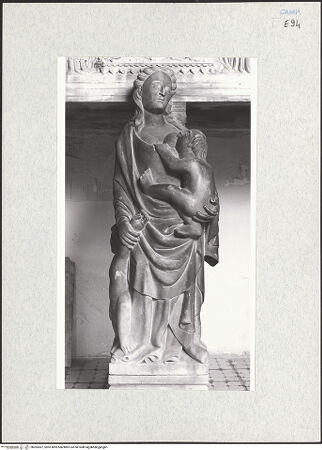 Vorderseite von Courtauld Institute of Art [https://www.deutsche-digitale-bibliothek.de/content/lizenzen/rv-ez/] Grabmal des Kardinals Francesco Carbone (gest. 1405)Die drei theologischen Tugenden - Caritas, bh283307_recto. Foto.