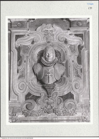 Vorderseite von Courtauld Institute of Art [https://www.deutsche-digitale-bibliothek.de/content/lizenzen/rv-ez/] Grabmal des Ferdinando Brancia (gest. 1632) - Detail: Büste, bh283328_recto. Foto.