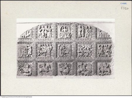 Vorderseite von Courtauld Institute of Art [https://www.deutsche-digitale-bibliothek.de/content/lizenzen/rv-ez/] Szenen  aus dem Leben des heiligen Januarius und des Samson; Heilige Ritter - Gesamtansicht, bh283366_recto. Foto.