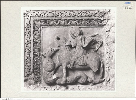 Vorderseite von Courtauld Institute of Art [https://www.deutsche-digitale-bibliothek.de/content/lizenzen/rv-ez/] Szenen  aus dem Leben des heiligen Januarius und des Samson; Heilige RitterHeilige Ritter - Heiliger Georg, bh283367_recto. Foto.