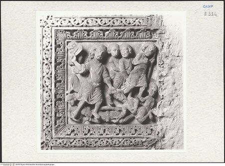 Vorderseite von Courtauld Institute of Art [https://www.deutsche-digitale-bibliothek.de/content/lizenzen/rv-ez/] Szenen  aus dem Leben des heiligen Januarius und des Samson; Heilige RitterSzenen  aus dem Leben des Samson - Mit einem Eselskinnbacken erschlägt Samson tausend Philister, bh283379_recto. Foto.