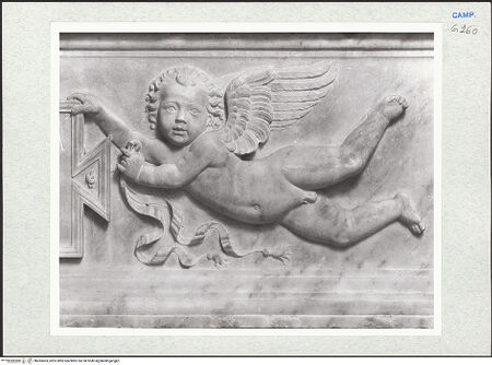 Vorderseite von Courtauld Institute of Art [https://www.deutsche-digitale-bibliothek.de/content/lizenzen/rv-ez/] Grabmal des Marino Correale (gest. 1490) - Detail: Engel rechts, bh283403_recto. Foto.