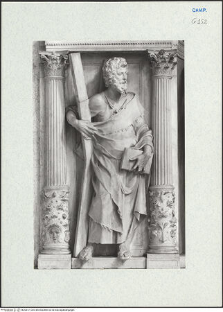 Vorderseite von Courtauld Institute of Art [https://www.deutsche-digitale-bibliothek.de/content/lizenzen/rv-ez/] Marienaltar (Altar der Familie Ligorio)Der Apostel Andreas - Gesamtansicht, bh283417_recto. Foto.