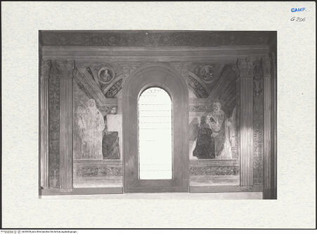 Vorderseite von Courtauld Institute of Art [https://www.deutsche-digitale-bibliothek.de/content/lizenzen/rv-ez/] Bekehrung des Apostels Paulus, Heiligen und Stifter - Linke Wand: Heiligen, Petrus und Stifter, bh283434_recto. Foto.