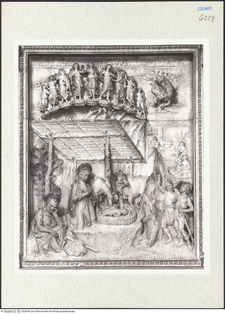 Vorderseite von Courtauld Institute of Art [https://www.deutsche-digitale-bibliothek.de/content/lizenzen/rv-ez/] Altar der Anbetung des ChristuskindesDie Anbetung des Christuskindes durch Maria. Die Verkündigung an die Hirten - Gesamtansicht, bh283440_recto. Foto.