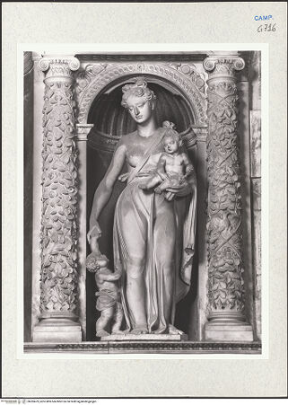 Vorderseite von Courtauld Institute of Art [https://www.deutsche-digitale-bibliothek.de/content/lizenzen/rv-ez/] Grabmal des Nicola Antonio Caracciolo (gest. 1544)Tugenden und Porträt des Nicola Antonio Caracciolo - Caritas, bh283479_recto. Foto.