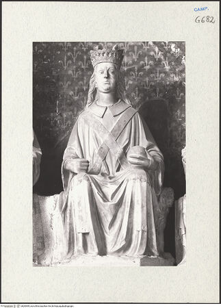 Vorderseite von Courtauld Institute of Art [https://www.deutsche-digitale-bibliothek.de/content/lizenzen/rv-ez/] Grabmal des Königs Ladislaus (gest. 1414)König Ladislaus, Königin Johanna II. und vier Tugenden - Johanna, bh283485_recto. Foto.